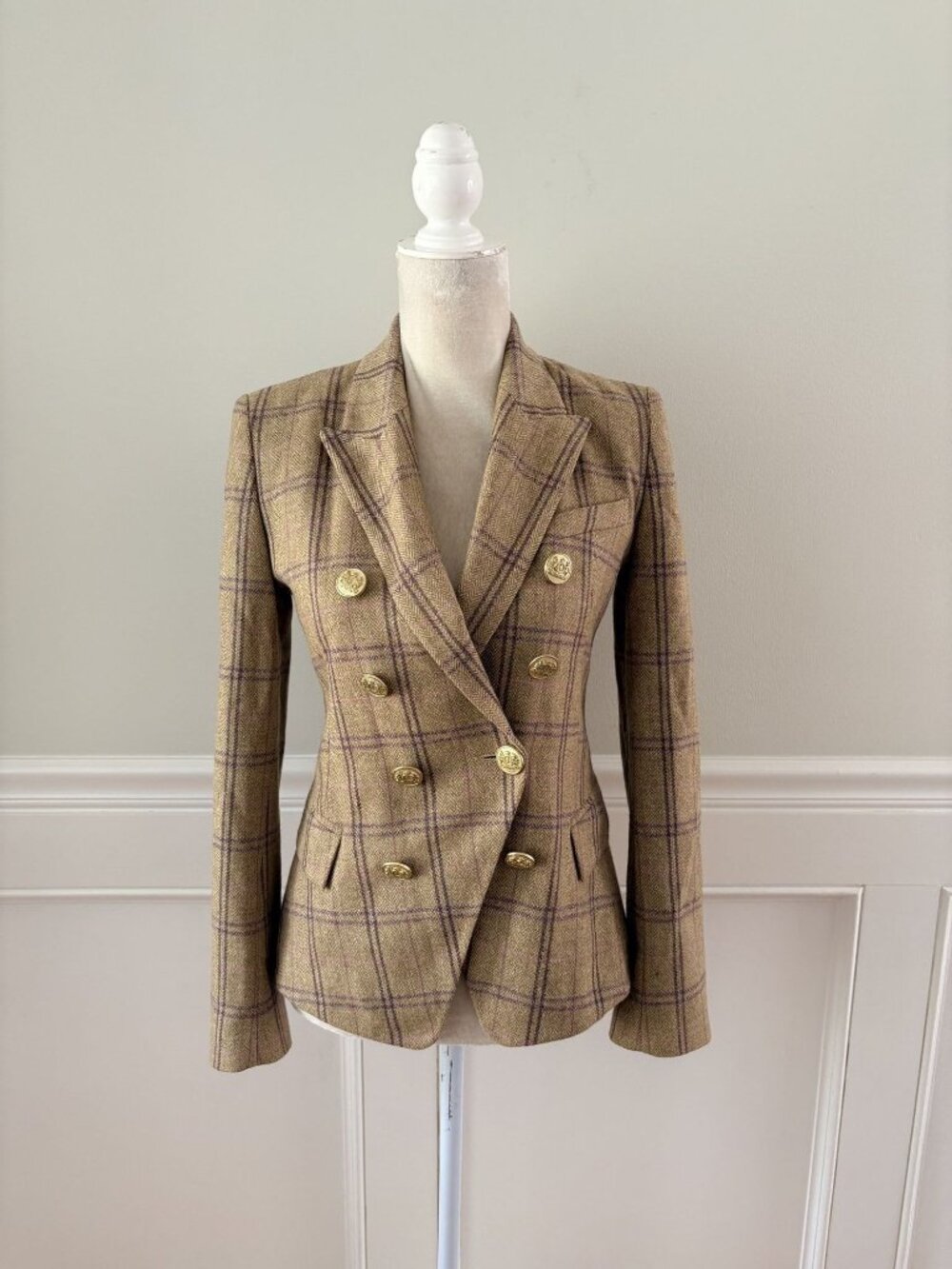 Holland Cooper Knightsbridge Blazer Jacket Coat Plaid Wool UK6 US2